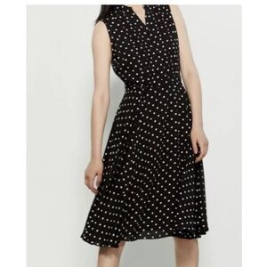 Nanette Lepore Black and White A-Line Cowl Neck Midi Dress
